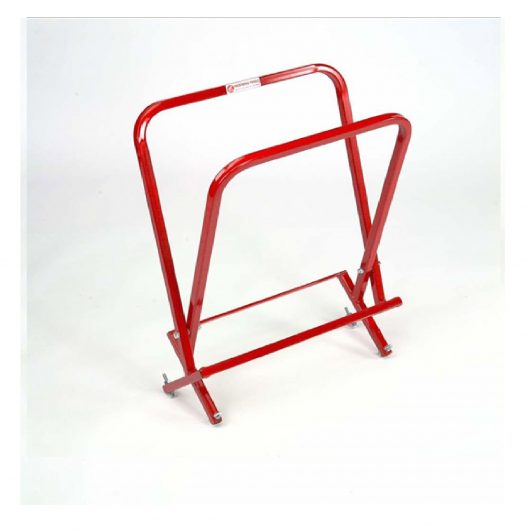 Red steel side gripping kerb lifter from Mustang on a white background