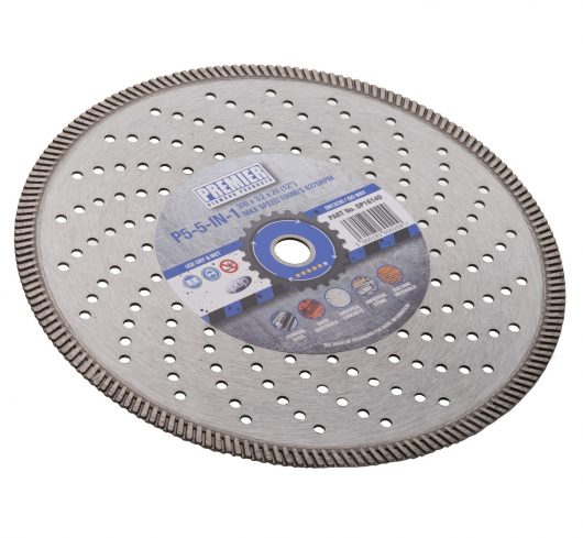 115 x 2.2 x 10 x 22.2mm P5 5in1 perforated diamond blade 115 with blue and grey Premier branded label in the centre
