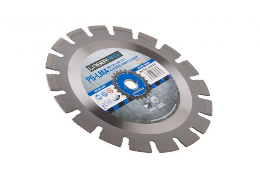 230 x 2.6 x 10 x 22.2mm circular P5-LMA lasermax 230 blade with blue and grey Lasermax branded label in the centre