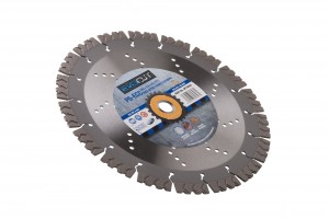400 x 3.2 x 15 x 25.4mm perforated P6 ECC evocut 400 diamond blade with blue and grey Premier branded label in the centre