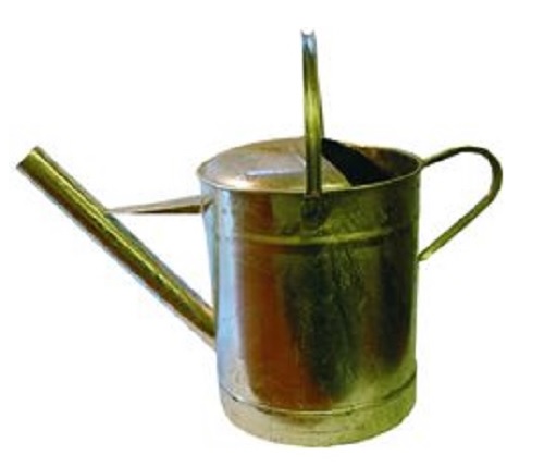 Reinforced steel pouring can with 3 gallon wide spout on a white background