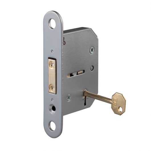Van Vault BS5 Lever Lock with key in lock, made from hardened steel plates