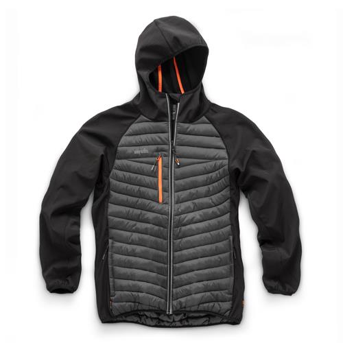 This image shows the Scruffs Trade Thermo Jacket (black) with grey body and orange zip