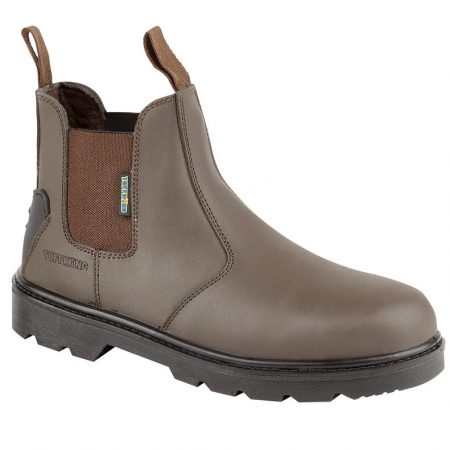 This image shows Tuffking Brook safety slip on boot with elasticated side panels and pull tabs