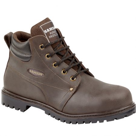 This image shows the Samson Crewe safety boot with durable metal loops