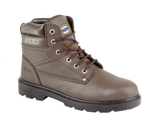 This image shows the Tuffking Regal safety boot with padded collar and metal lace loops